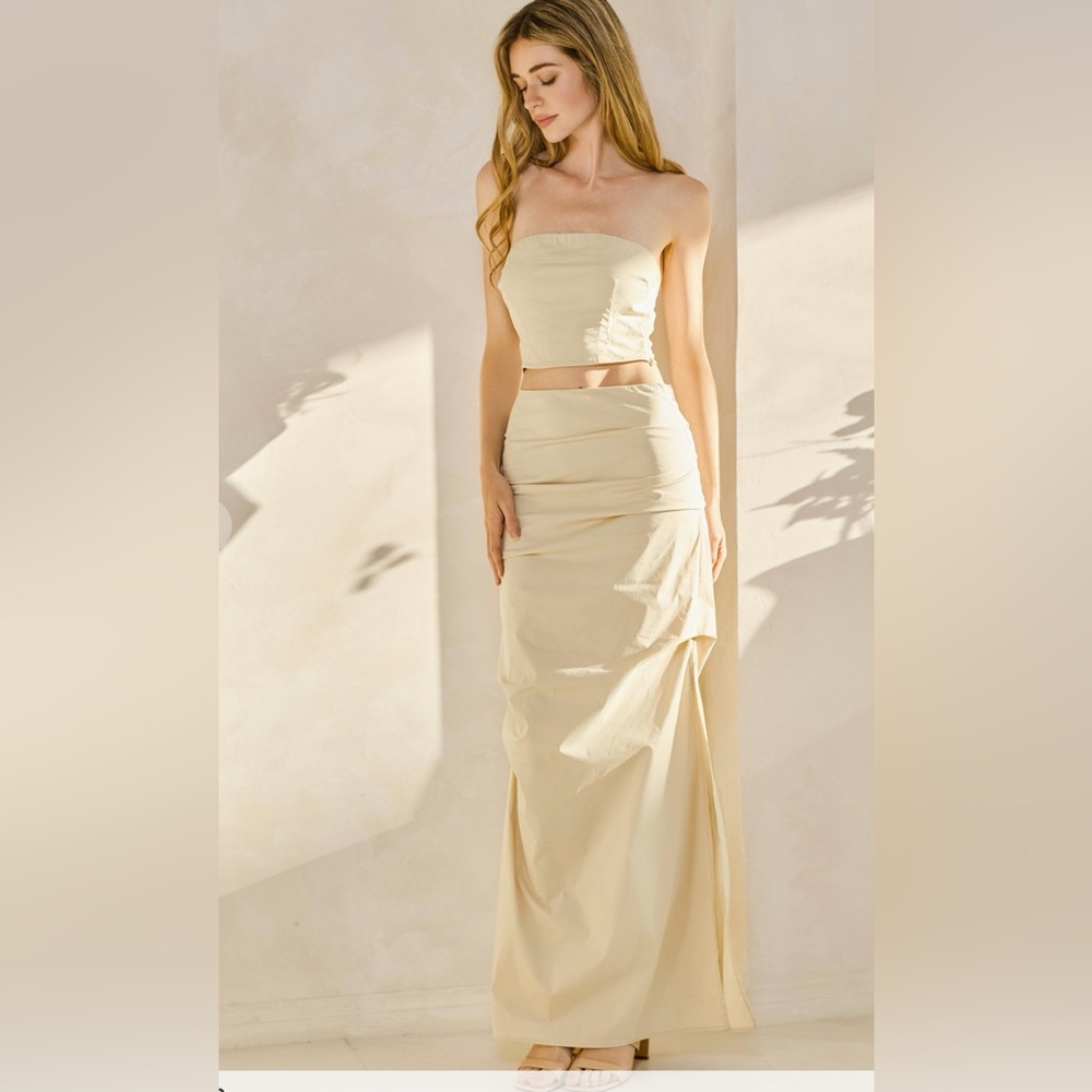 Honey Mango Tube top and pleat maxi skirt set